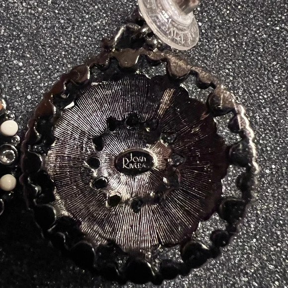 Joan Rivers Elegant Black and White Floral Earrings - Picture 4 of 4